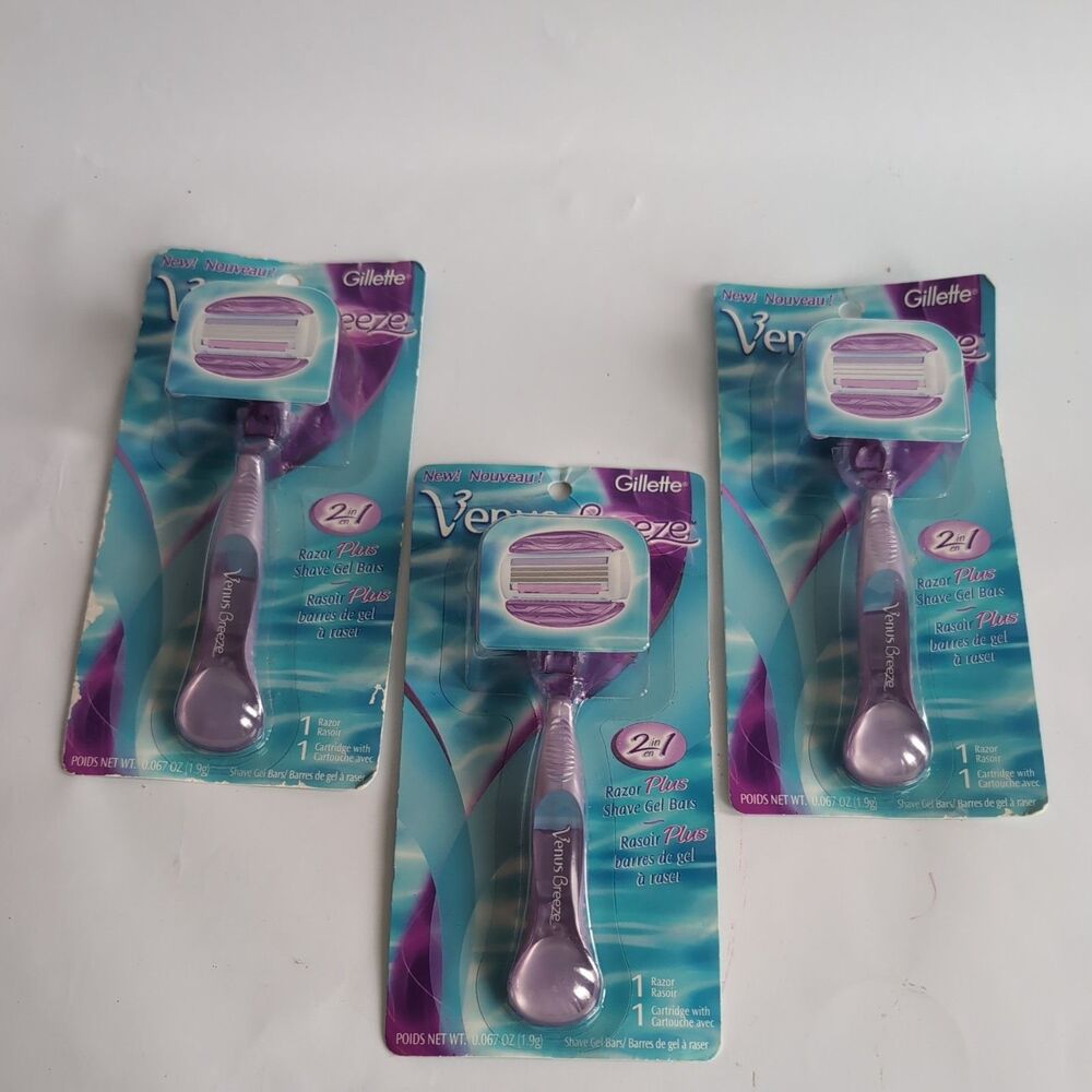 3  Gillette Venus Breeze 3 Blade Razors New Old Stock 2006 Vtg